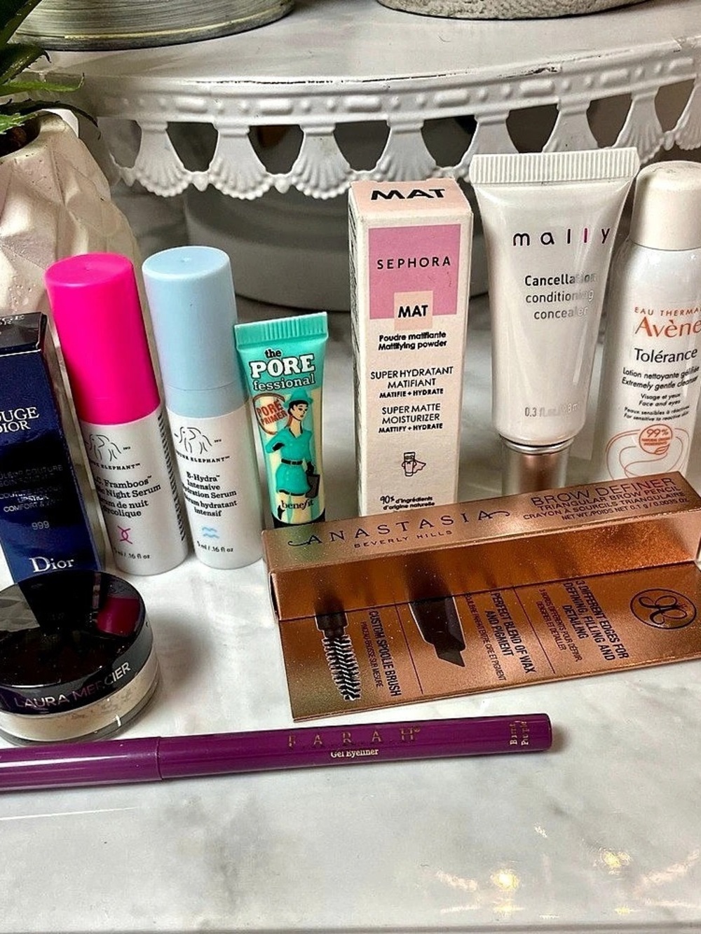 NWT 10 Pc Drunk Elephant, Dior, Laura Mercier, Anastasia BH, Benefit, Avene